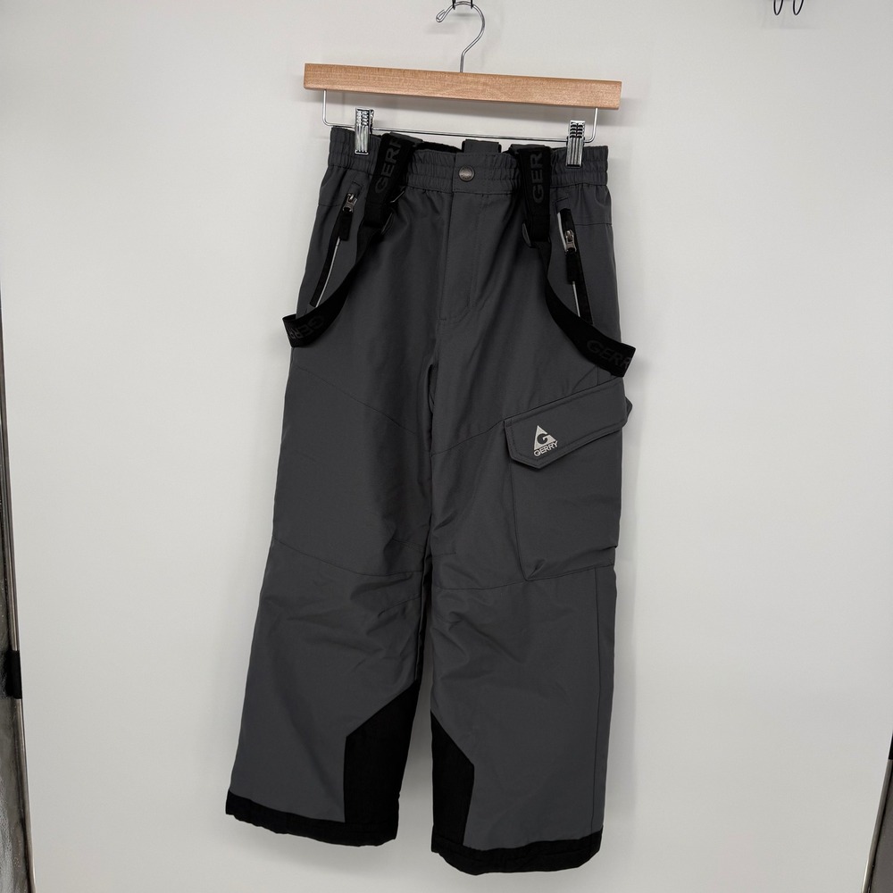 Gerry Kids Gray Insulated Snow Pants Removable Suspenders Size M 10/12